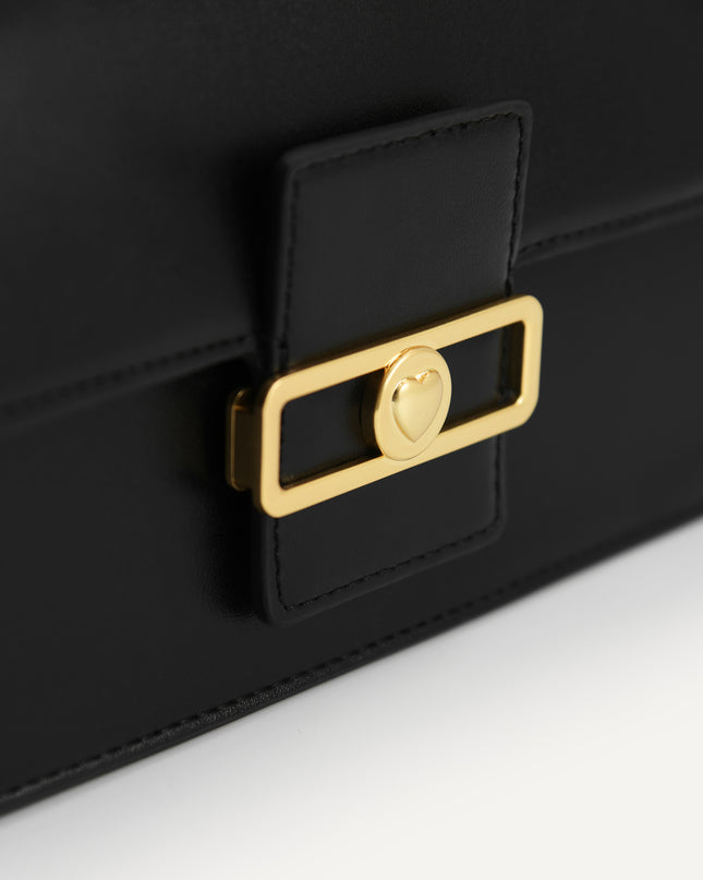 Shoulder Bag with Heart Clasp