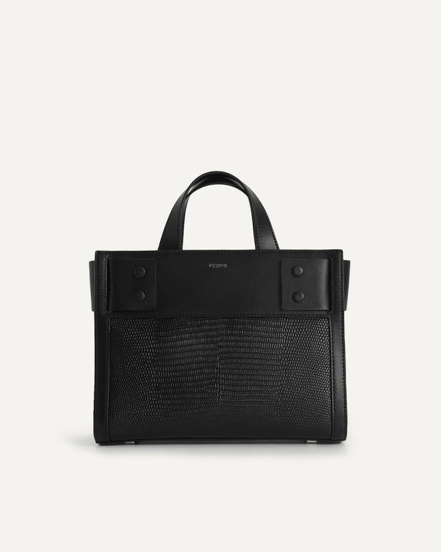 Lizard-Effect Leather Top Handle Bag