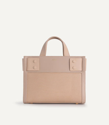 Lizard-Effect Leather Top Handle Bag
