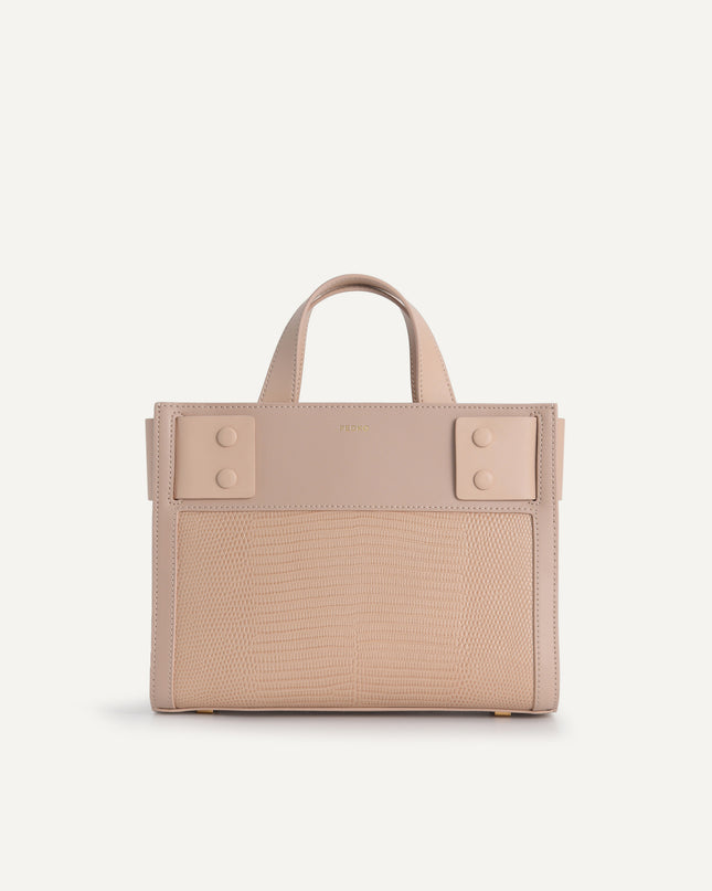 Lizard-Effect Leather Top Handle Bag