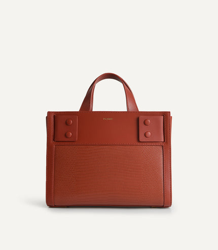 Lizard-Effect Leather Top Handle Bag