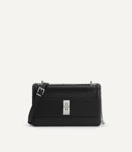Lizard-Effect Leather Shoulder Bag