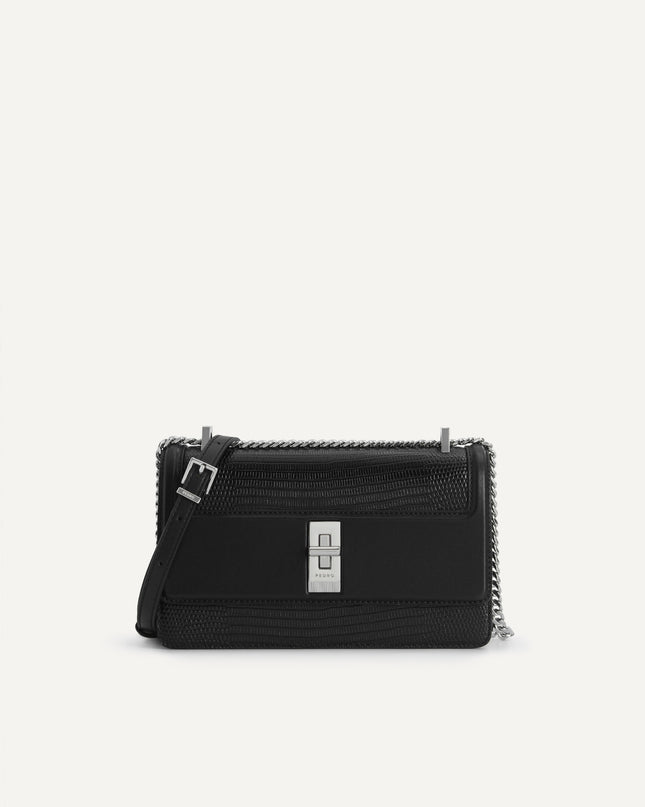 Lizard-Effect Leather Shoulder Bag
