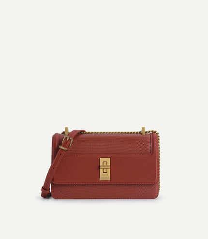Lizard-Effect Leather Shoulder Bag