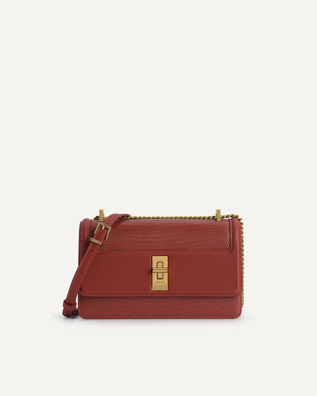Lizard-Effect Leather Shoulder Bag