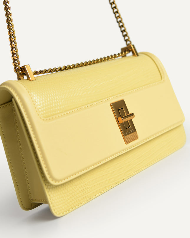 Lizard-Effect Leather Shoulder Bag