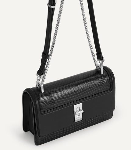Lizard-Effect Leather Shoulder Bag