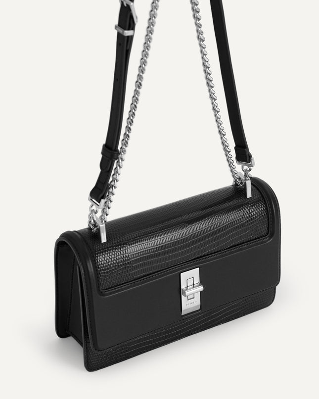 Lizard-Effect Leather Shoulder Bag
