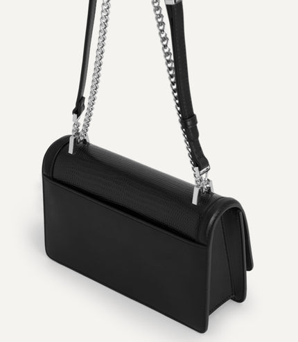 Lizard-Effect Leather Shoulder Bag