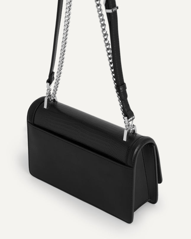 Lizard-Effect Leather Shoulder Bag
