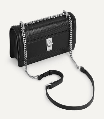 Lizard-Effect Leather Shoulder Bag