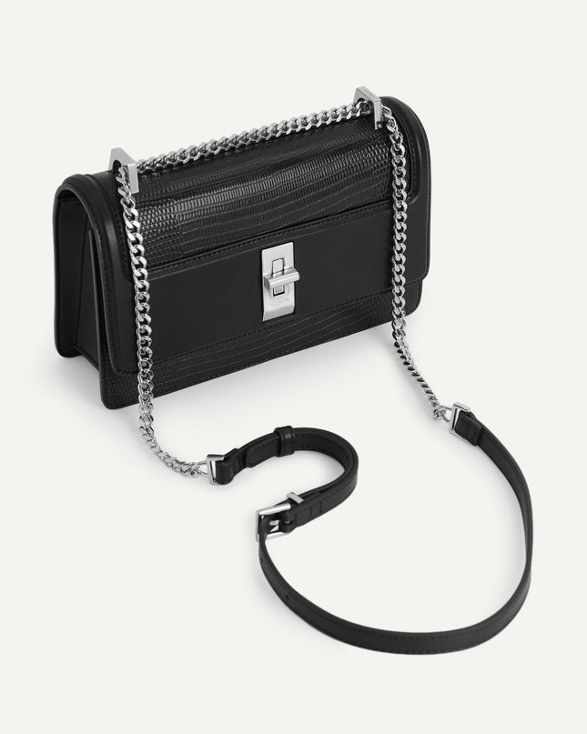 Lizard-Effect Leather Shoulder Bag