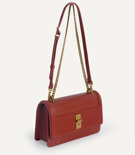 Lizard-Effect Leather Shoulder Bag