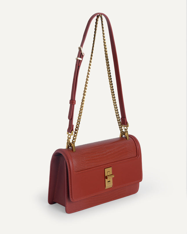 Lizard-Effect Leather Shoulder Bag