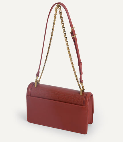 Lizard-Effect Leather Shoulder Bag