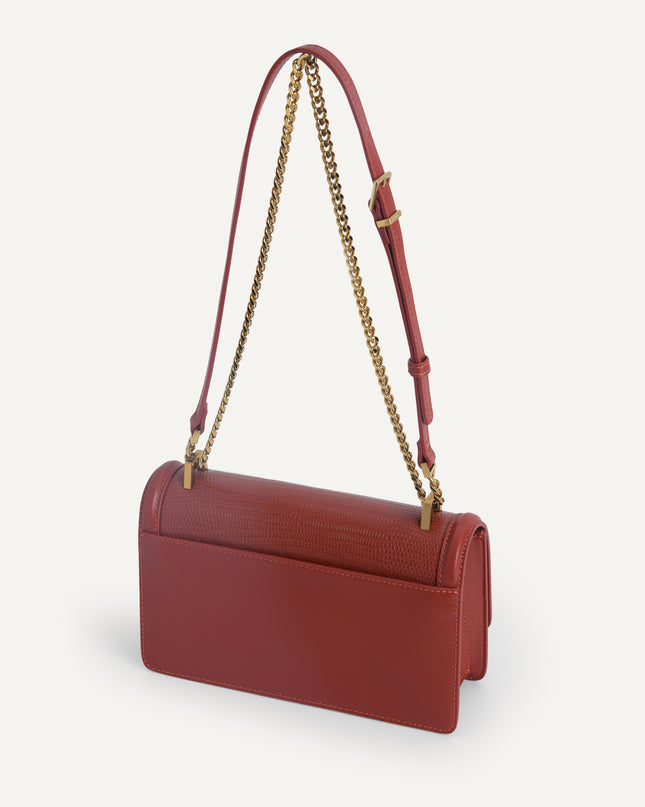 Lizard-Effect Leather Shoulder Bag