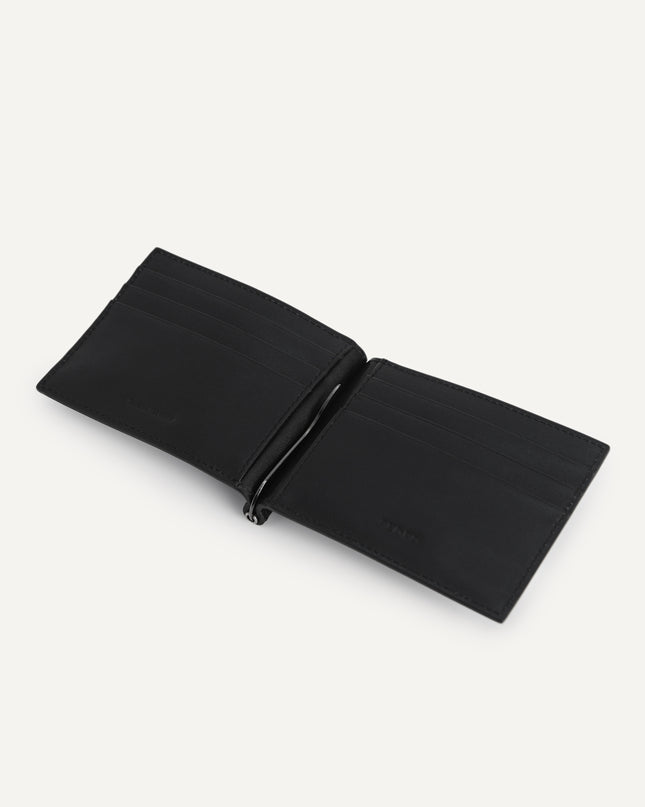 Icon Textured Leather Bi-Fold Wallet with Money Clip