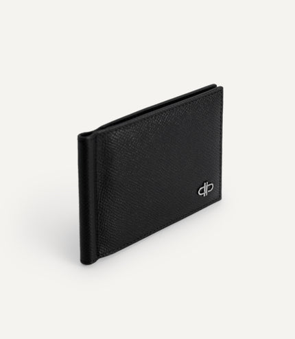 Icon Textured Leather Bi-Fold Wallet with Money Clip