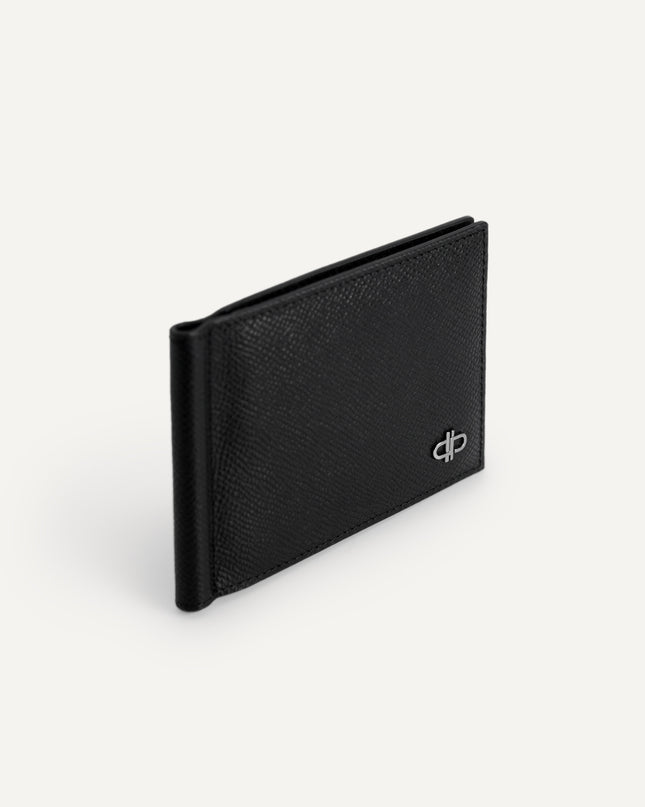 Icon Textured Leather Bi-Fold Wallet with Money Clip