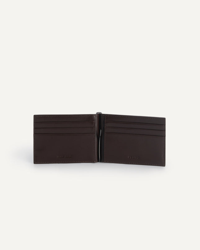Icon Textured Leather Bi-Fold Wallet with Money Clip