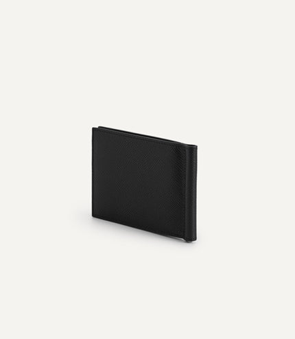 Icon Textured Leather Bi-Fold Wallet with Money Clip