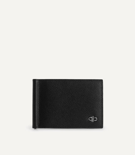 Icon Textured Leather Bi-Fold Wallet with Money Clip