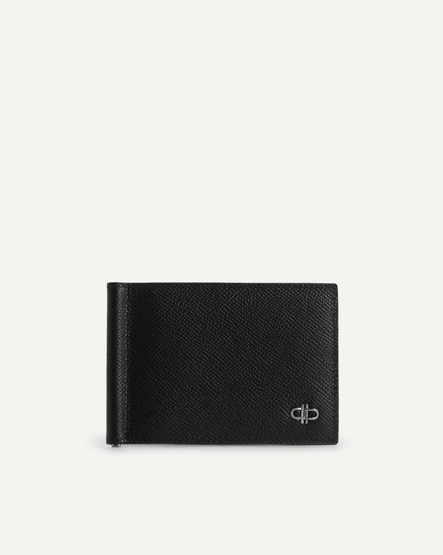 Icon Textured Leather Bi-Fold Wallet with Money Clip