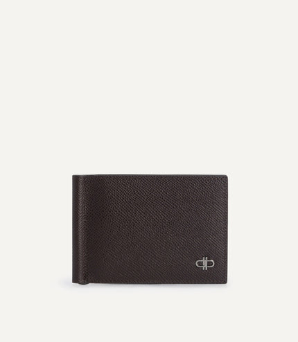 Icon Textured Leather Bi-Fold Wallet with Money Clip