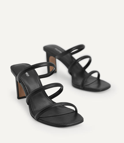 Strappy Heeled Lizard-Effect Sandals