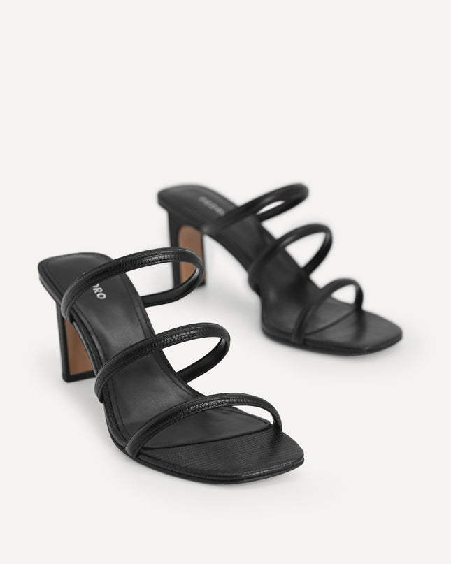 Strappy Heeled Lizard-Effect Sandals