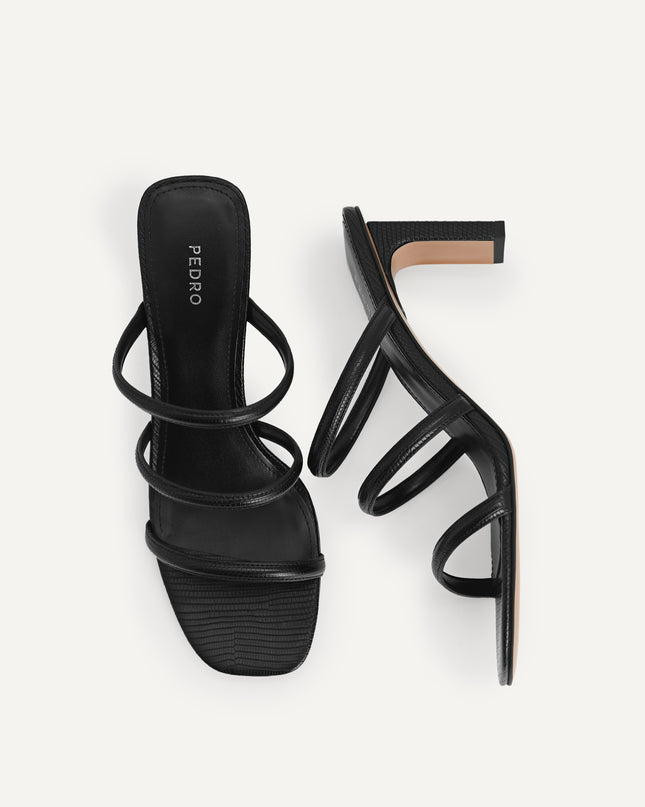 Strappy Heeled Lizard-Effect Sandals