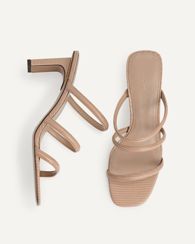 Strappy Heeled Lizard-Effect Sandals