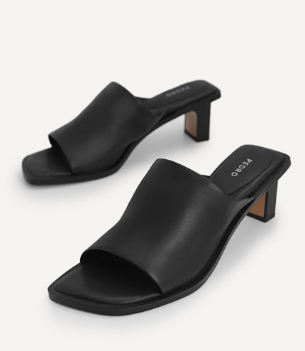 Leather Heeled Mules
