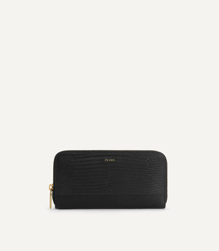 Lizard-Effect Leather Wallet