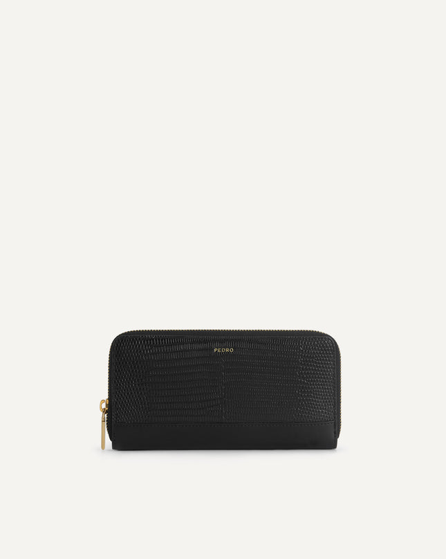 Lizard-Effect Leather Wallet