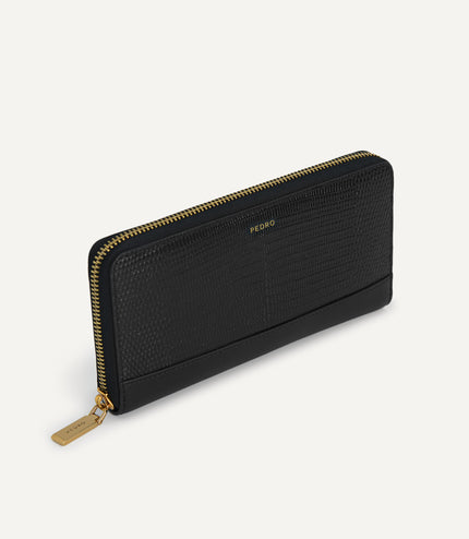 Lizard-Effect Leather Wallet