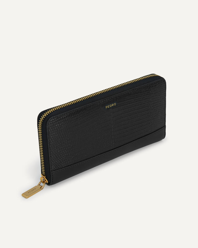 Lizard-Effect Leather Wallet