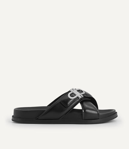 Icon Cross Strap Platform Sliders