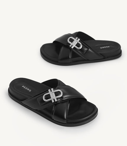 Icon Cross Strap Platform Sliders