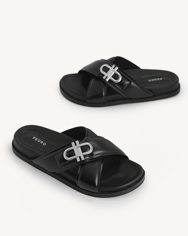 Icon Cross Strap Platform Sliders