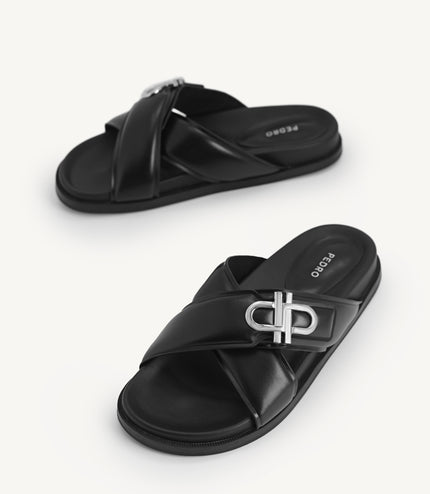 Icon Cross Strap Platform Sliders