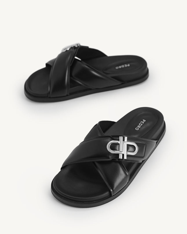 Icon Cross Strap Platform Sliders