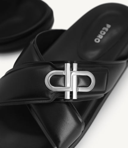 Icon Cross Strap Platform Sliders