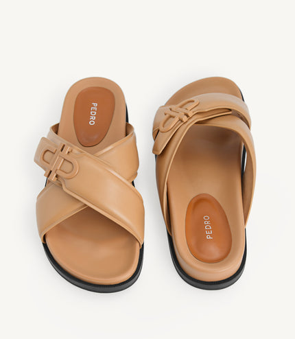 Icon Cross Strap Platform Sliders