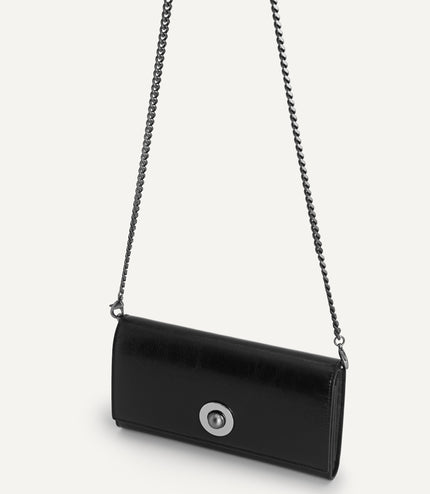 Leather Bi-Fold Wallet with Detachable Chain