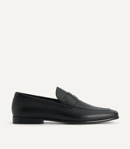 Textured Leather Penny Loafers
