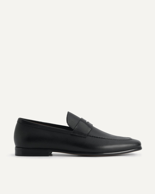 Textured Leather Penny Loafers