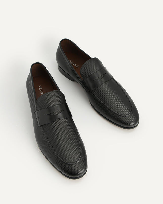 Textured Leather Penny Loafers