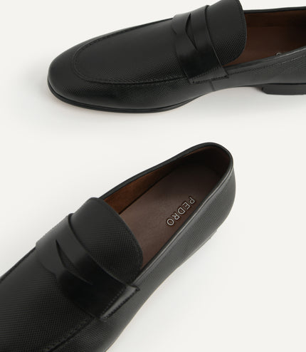 Textured Leather Penny Loafers