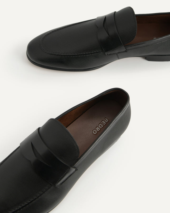 Textured Leather Penny Loafers